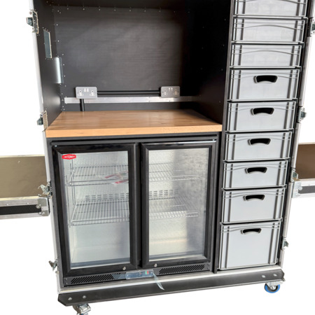 Hospitality Flight Case with Euro Containers and Double Fridge